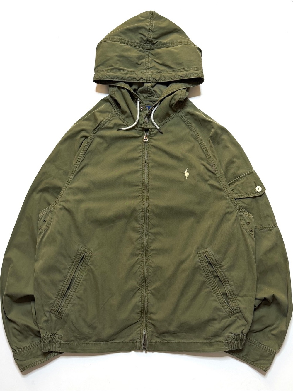 Polo Ralph Lauren Cotton Full Zip Safari Hooded Windbreaker Jacket Mens Large